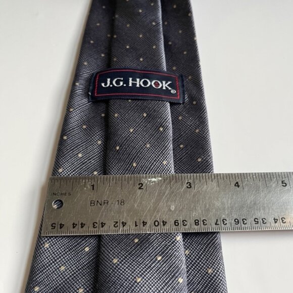 Men's Tie Silk J. G. Hook Blue / Grey - Picture 4 of 7